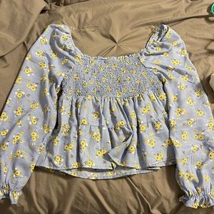 blue floral flowy dress